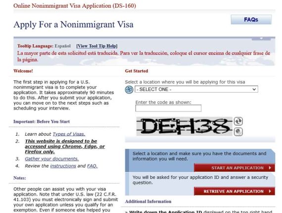 Como llenar el formulario DS 160 para Visa